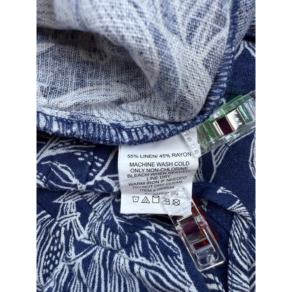 NWOT Women's BRIGGS Floral Linen Blend Shorts Blue/White Size XL - Picture 8 of 8